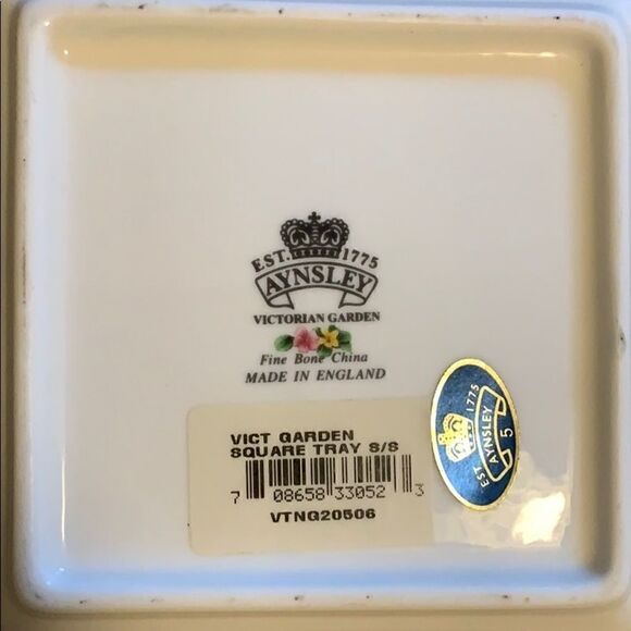 Vintage Aynsley Victorian Garden Square Fine Bone China  Trinket Dish - Picture 5 of 7